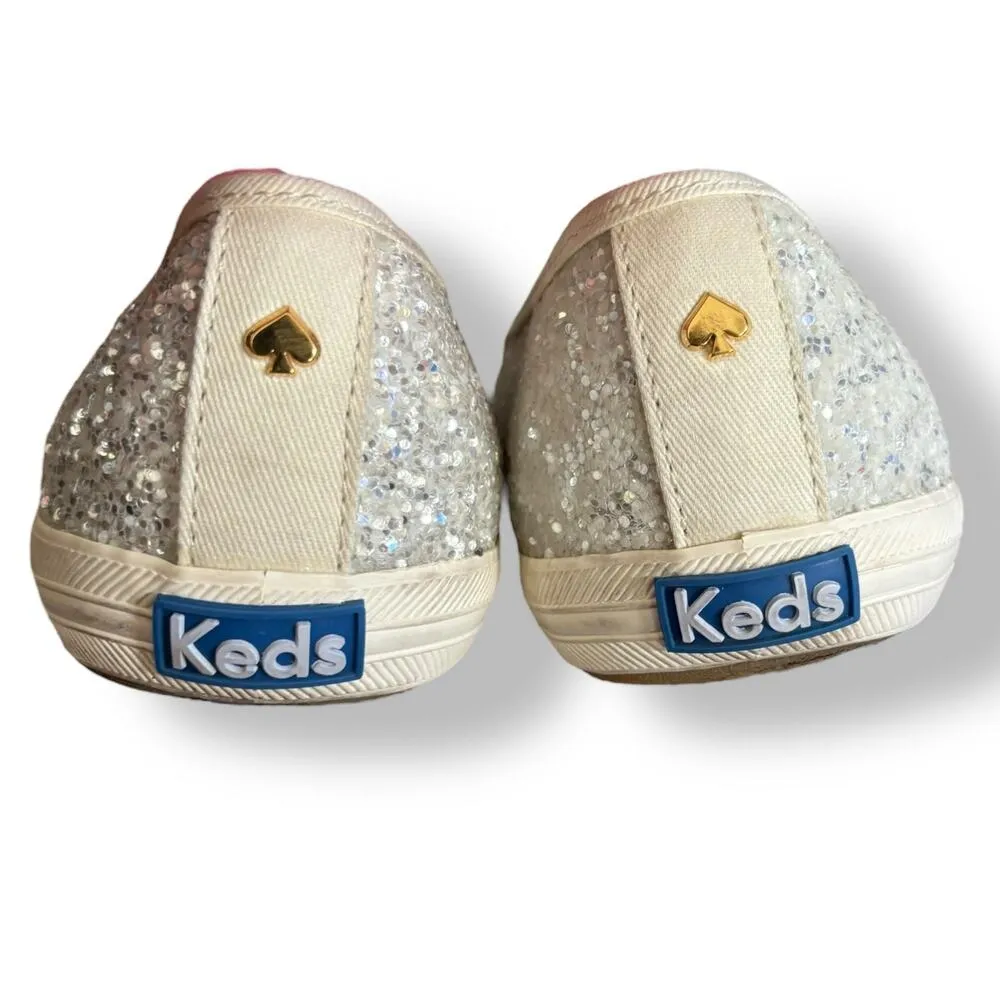 Keds x Kate Spade New York Champion Glitter Sneakers Silver White Sparkle Size 8 - Image 7