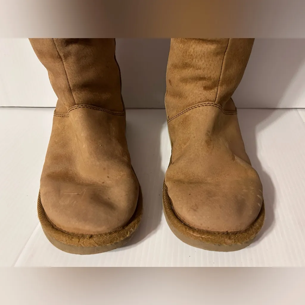 UGG S/N 5119 brown leather skeepskin lined tall boots women size 6 - Image 4