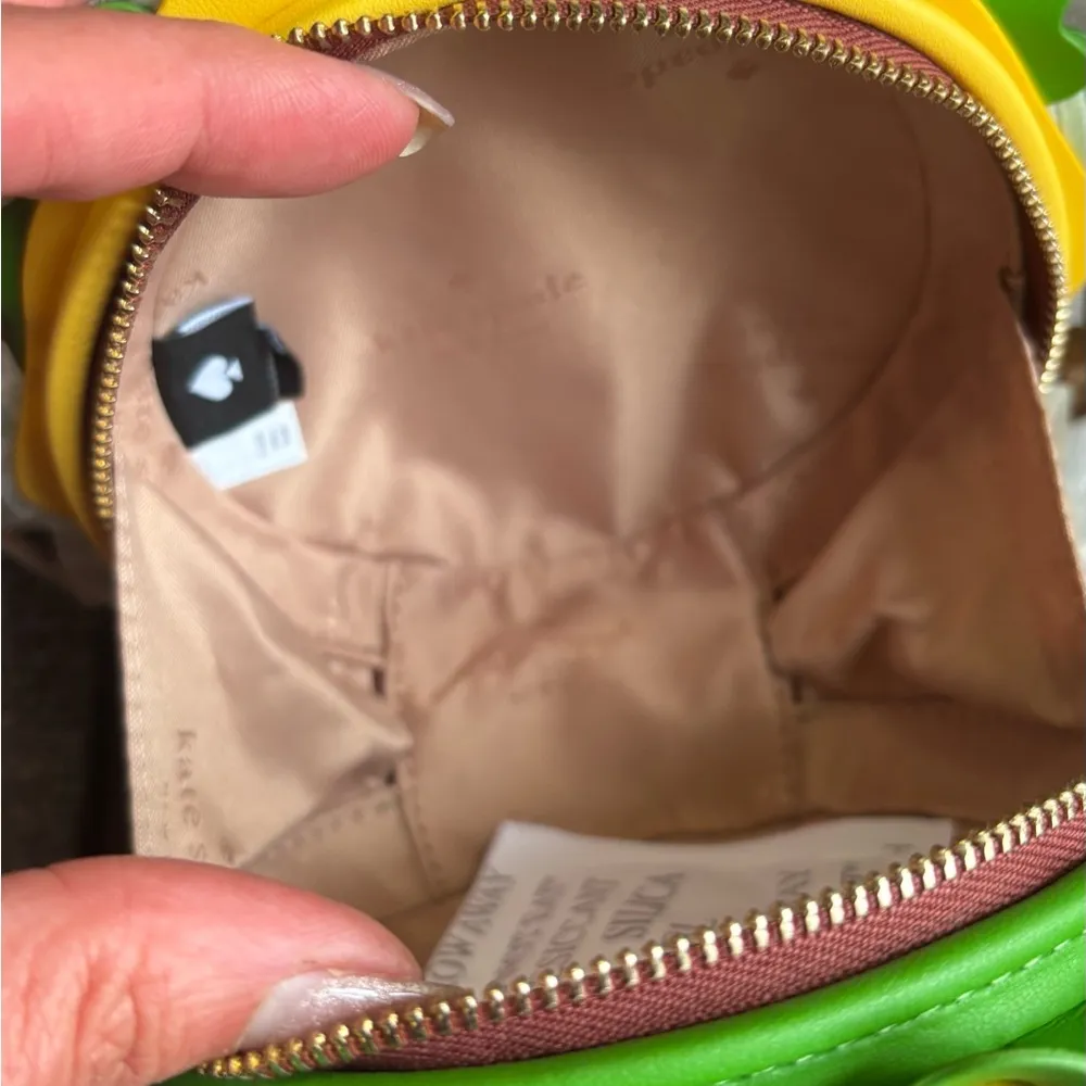 Authentic Kate spade Leather Burger zip around embellished Crossbody Brown - Image 3