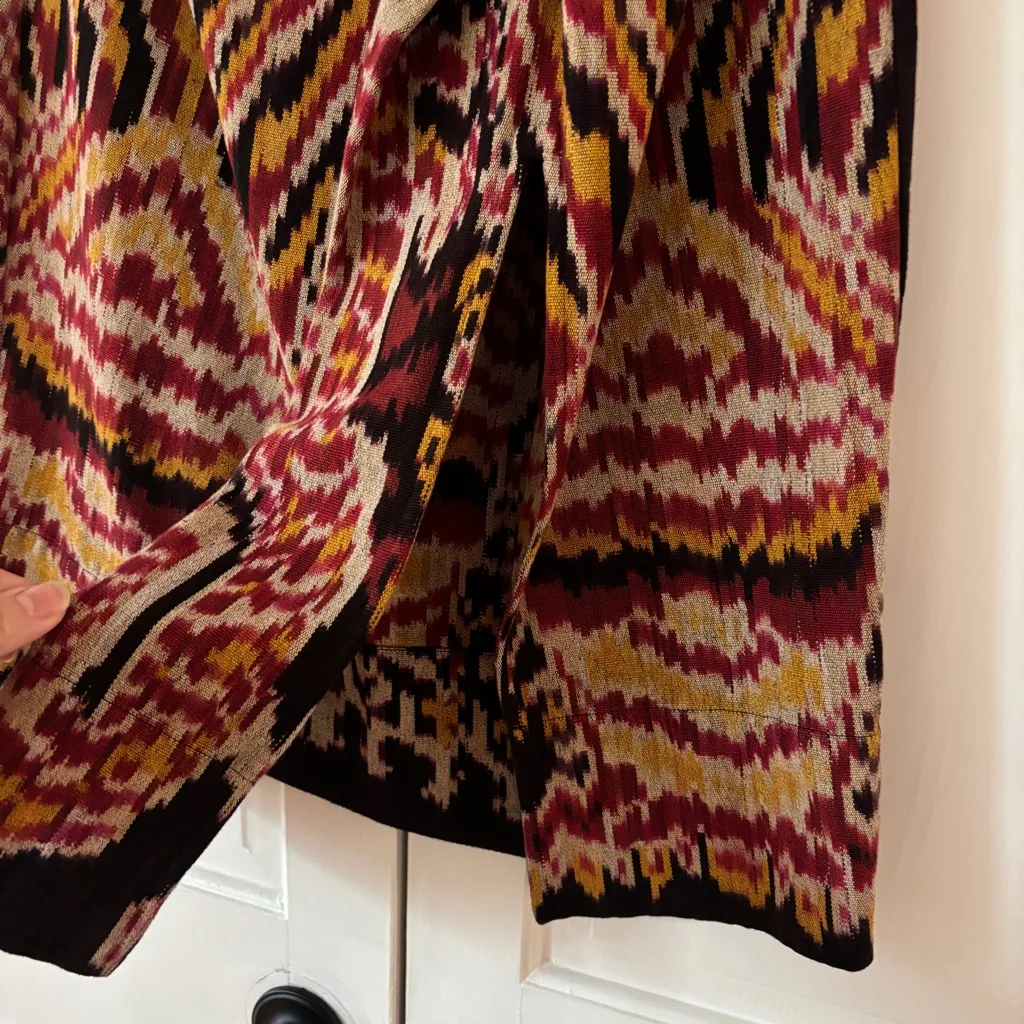 Ulla Johnson NEW Ember Tribal Midi Skirt Slit Sarong Ikat Cotton Size 2 Mahogany - Image 9