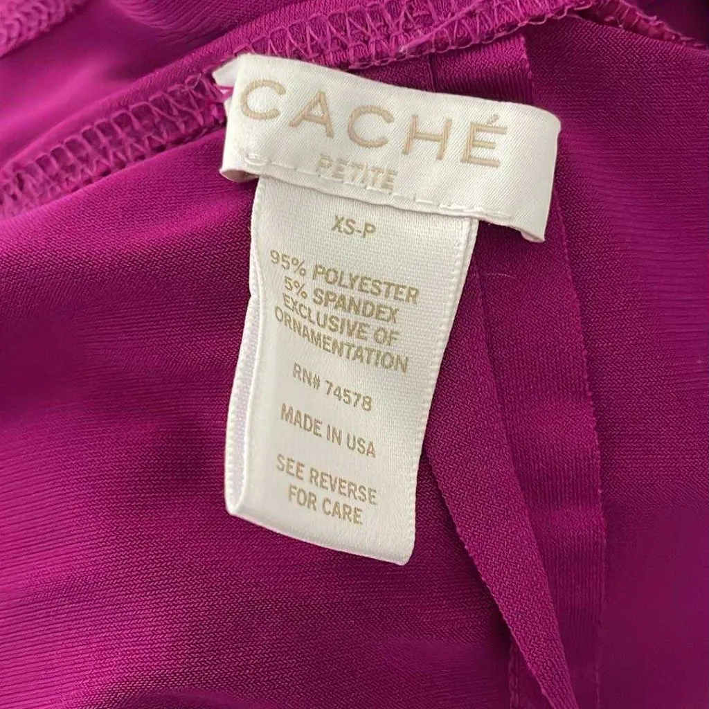 Cache Cold Shoulder Draped Dress XS Petite Form Fitting Stretch Cocktail Gold - Image 7