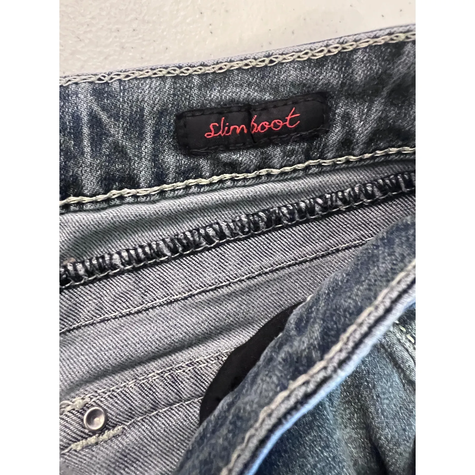 Earl Jean‎ Embellished Jeans Slim Boot Cut Rhinestone Pockets Denim Size 10 Blue - Image 6