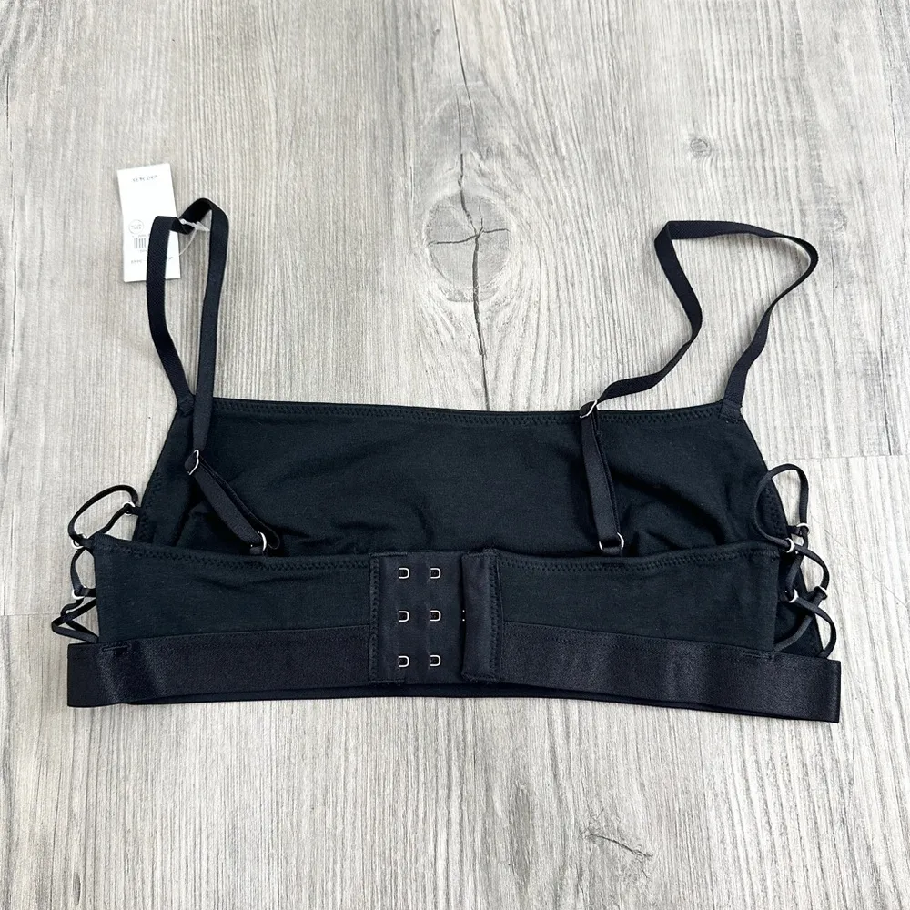 Aerie Lace Up Sides Square Neck Bra Black NWT size Medium - Image 2