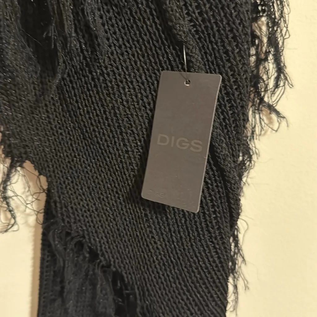 DIGS NYC shredded v neck cropped sweater black semi sheer knit NWT fall Size M - Image 6