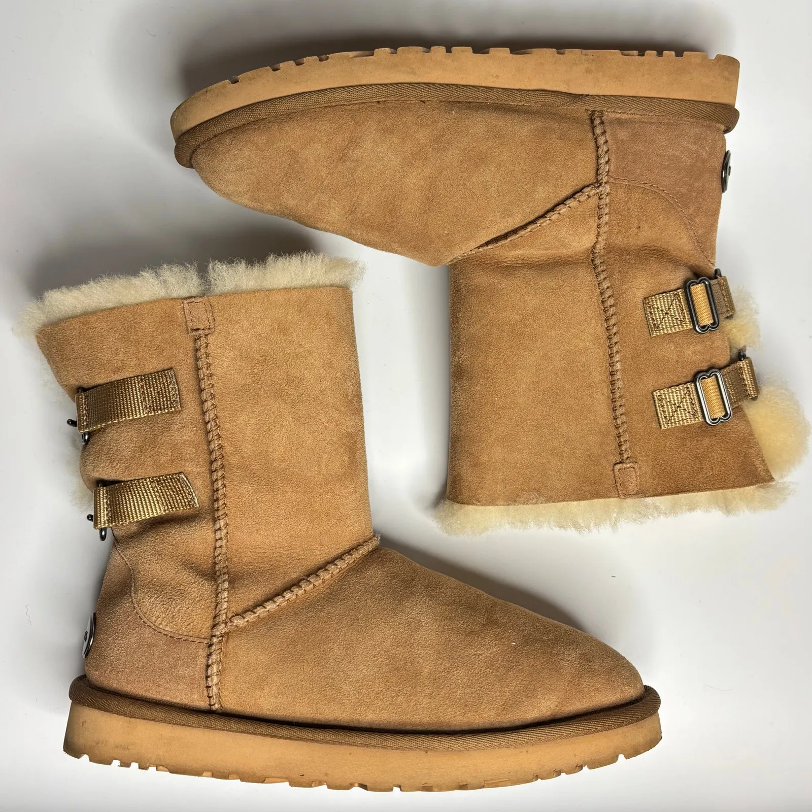 UGG Fairmont Buckle Back Shearling Boots in Chestnut Suede - Image 6