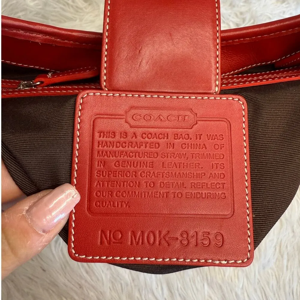 y2k COACH Vintage 8159 Straw Shoulder Bag - Image 8