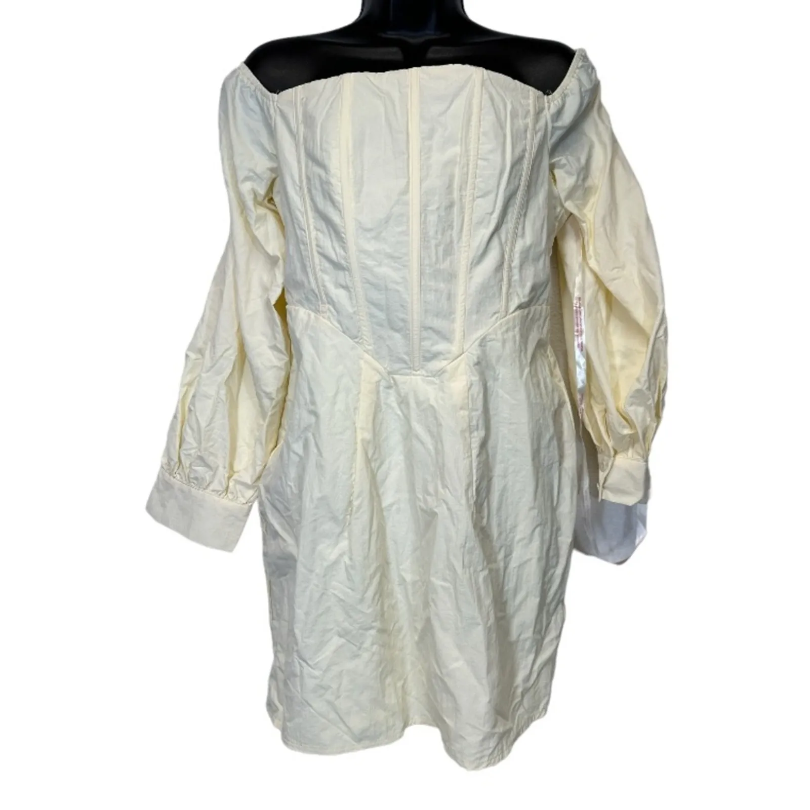 Kehlani x Missguided Off White Cream Corset Detail Bardot Mini Dress‎ Size 8 - Image 2