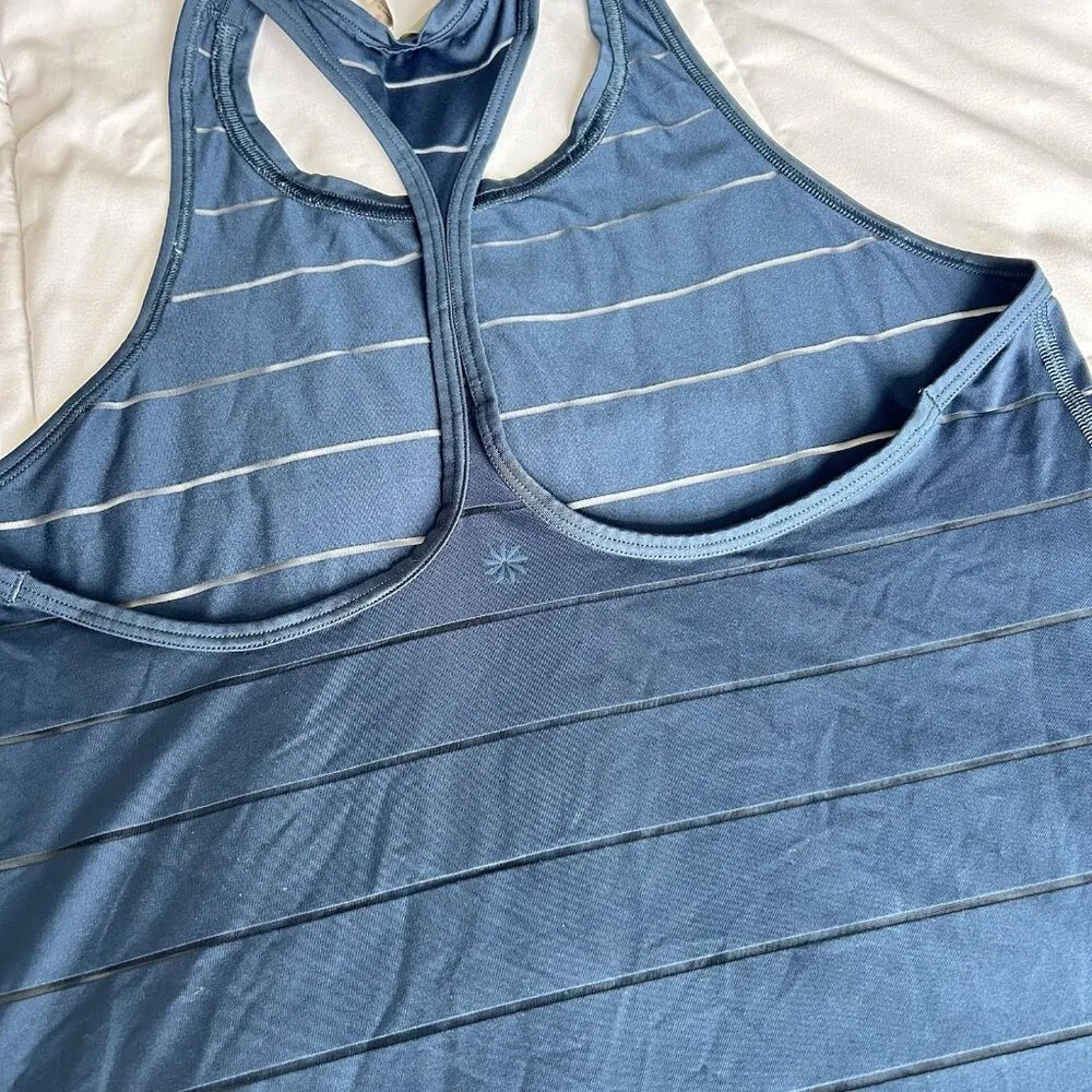 Athleta Womens Small S Tank Top Racerback Blue Striped Sleeveless Round Neck - Image 7