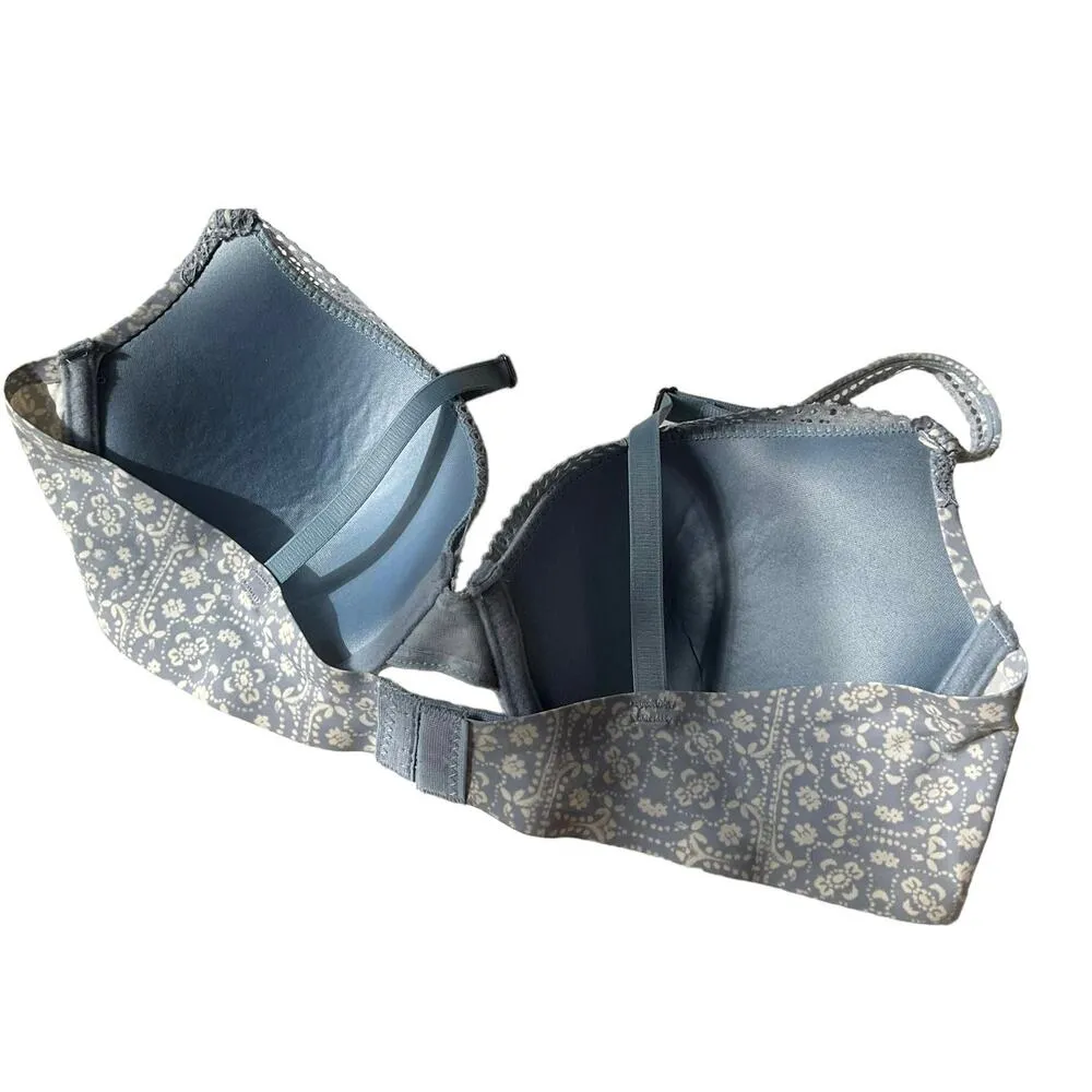 Lucky Brand Blue Floral Lace Trim Wired Bra Women's Size 36C | 52-7 - Image 5