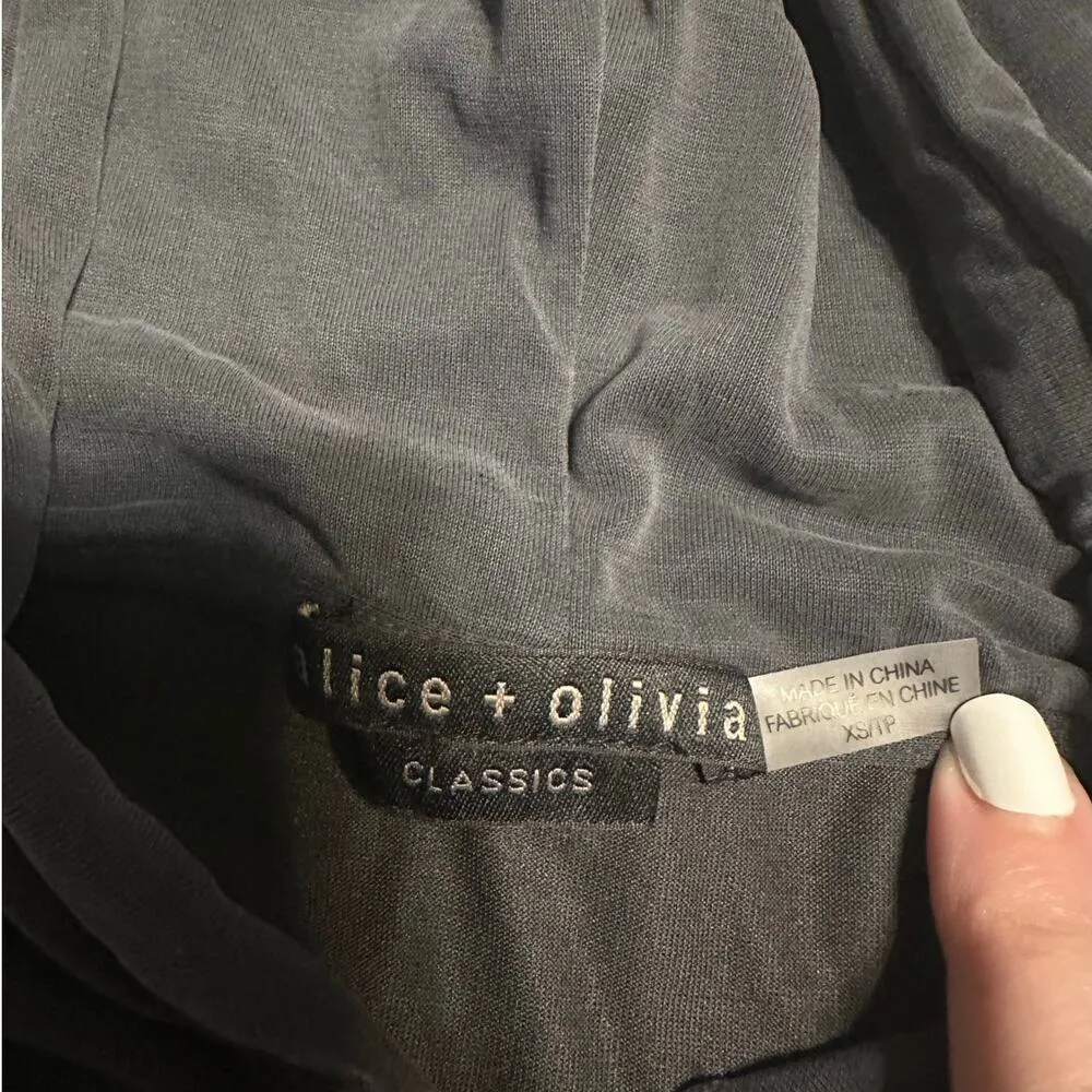 Alice + Olivia Kirk Wrap Front Hoodie Size XS Black Dark Gray Casual Cropped - Image 3