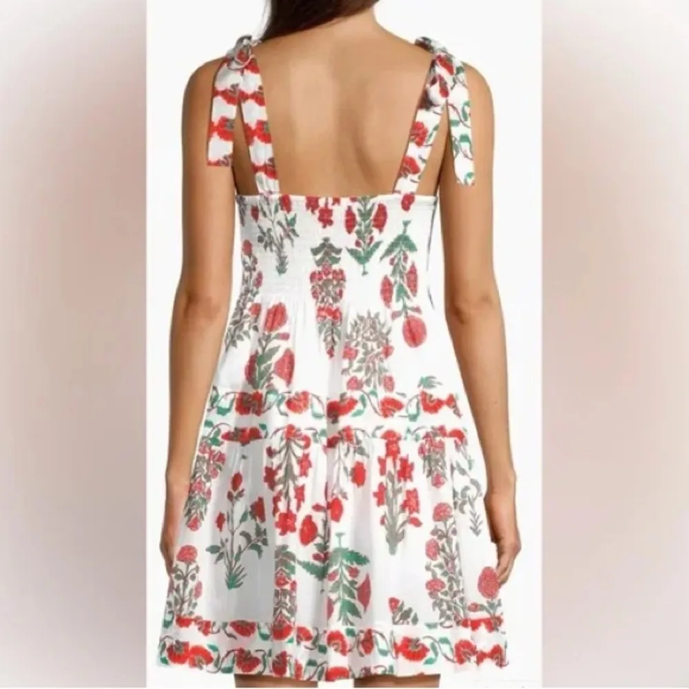 Ro's Garden Aspen Folkloric Floral Cotton Minidress in Red Olympia - Image 7
