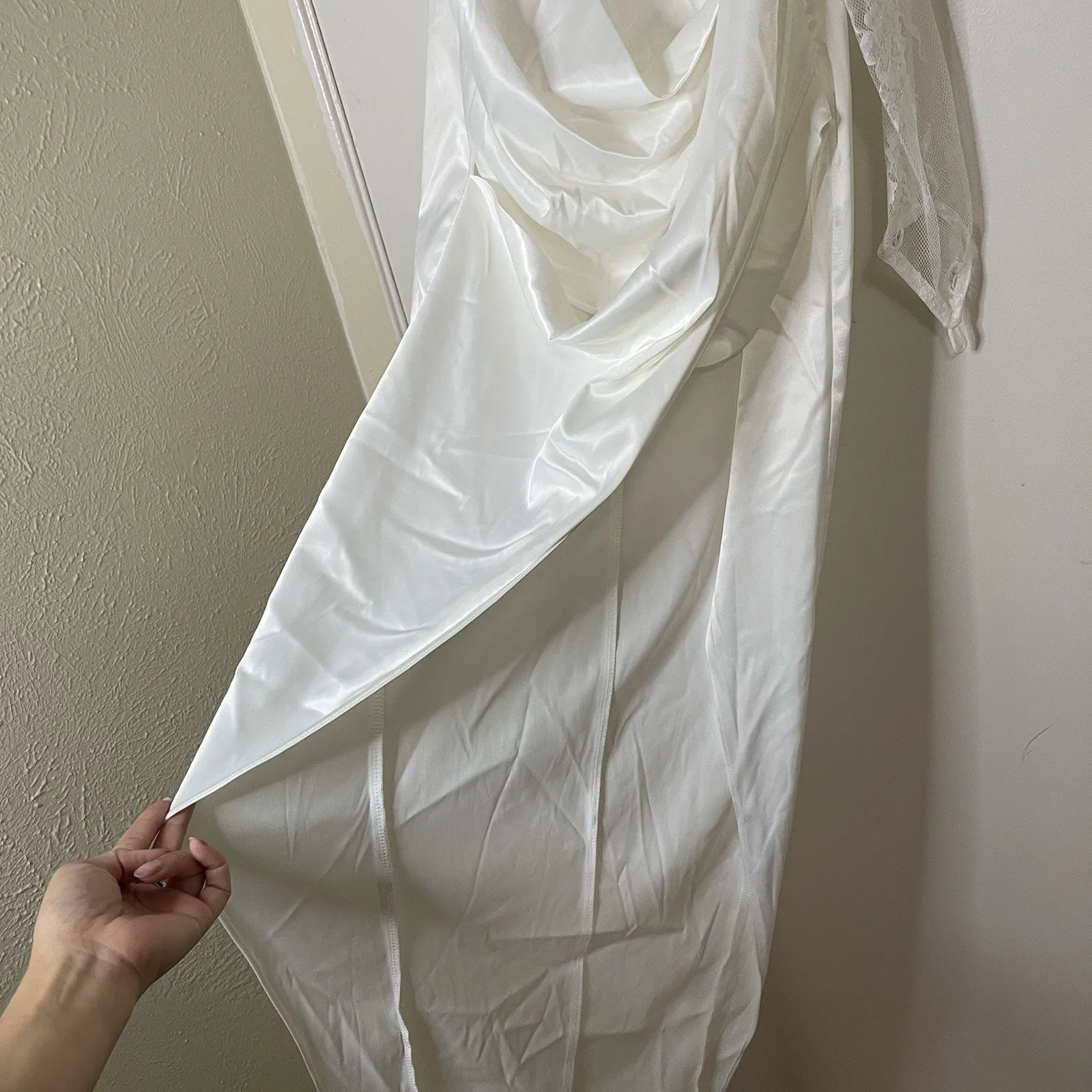 NEW! Selfie Leslie Shanice Lace Trim Sweetheart Midi Dress White slbd3366 Small - Image 8