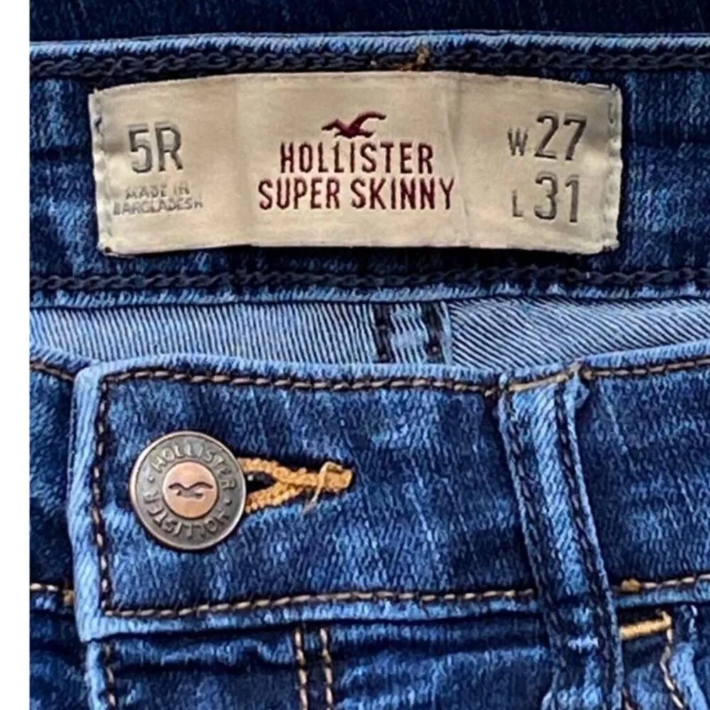HOLLISTER Super Skinny Denim Blue Jeans ~ Women's Size 5 ( 27 x 31 ) - Image 5