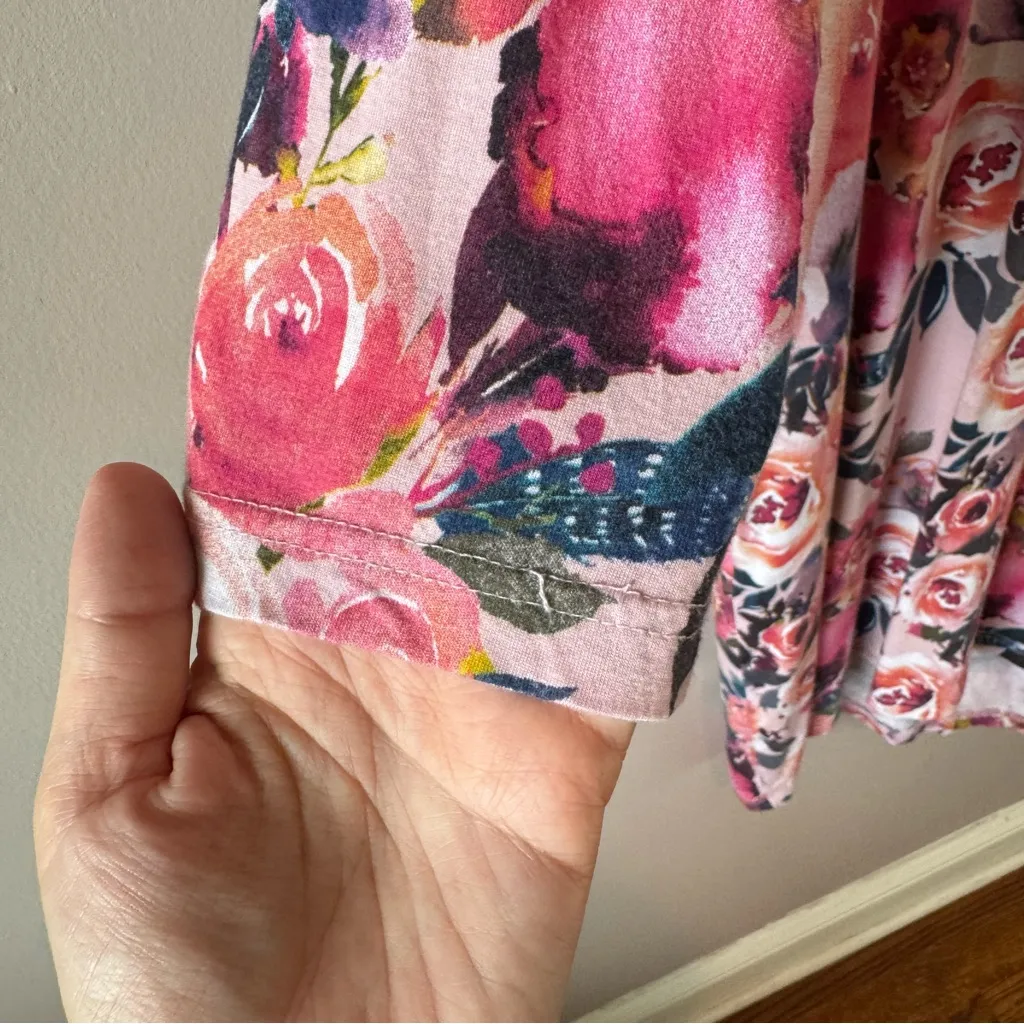 Posh Peanut Women’s Bamboo Floral Dusty Rose Pattern Robe Size Medium Pink - Image 8