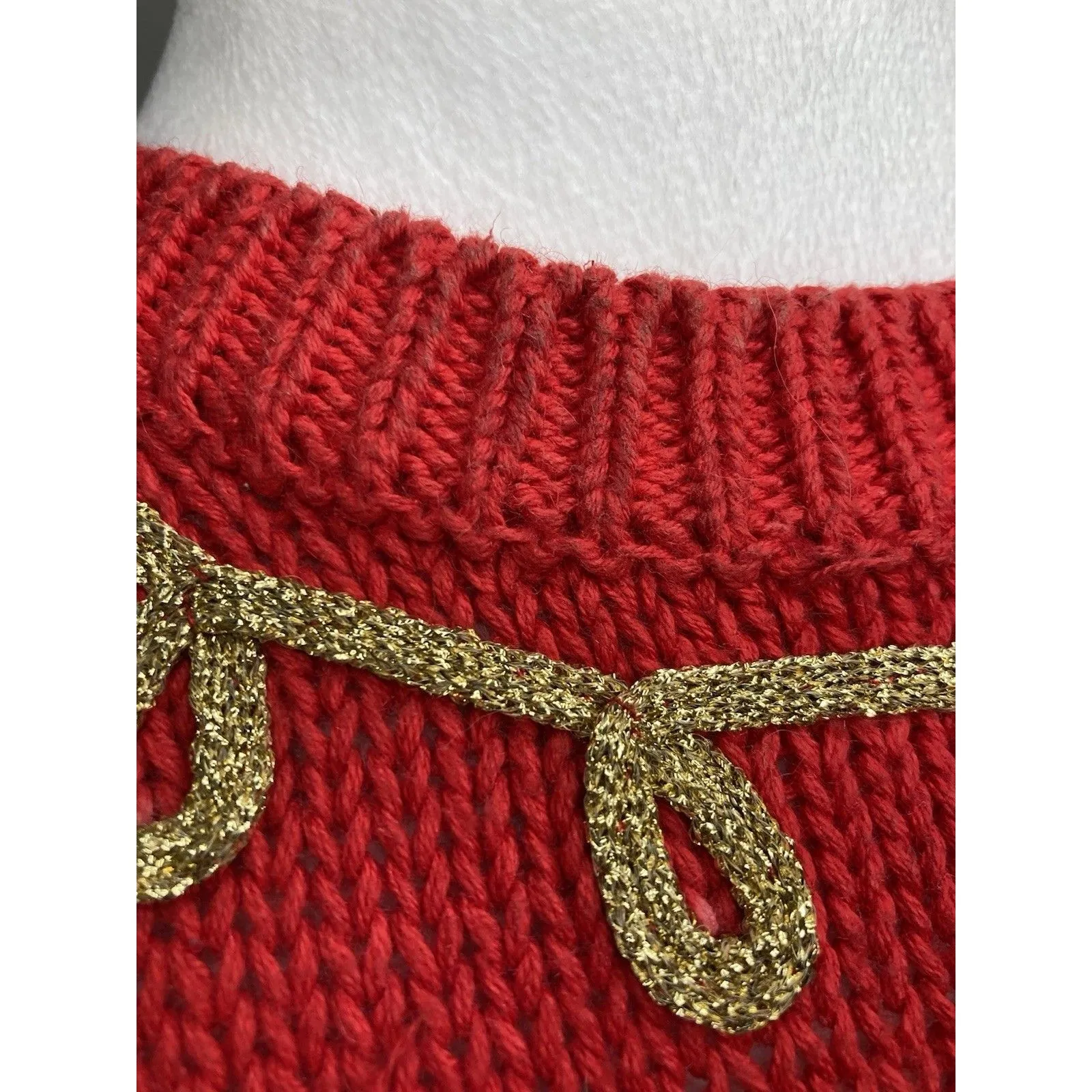 VTG 90s Rebecca Stone L Pop Artsy Sweater Boho Indie Ribbon Embellish Granny Size L - Image 13