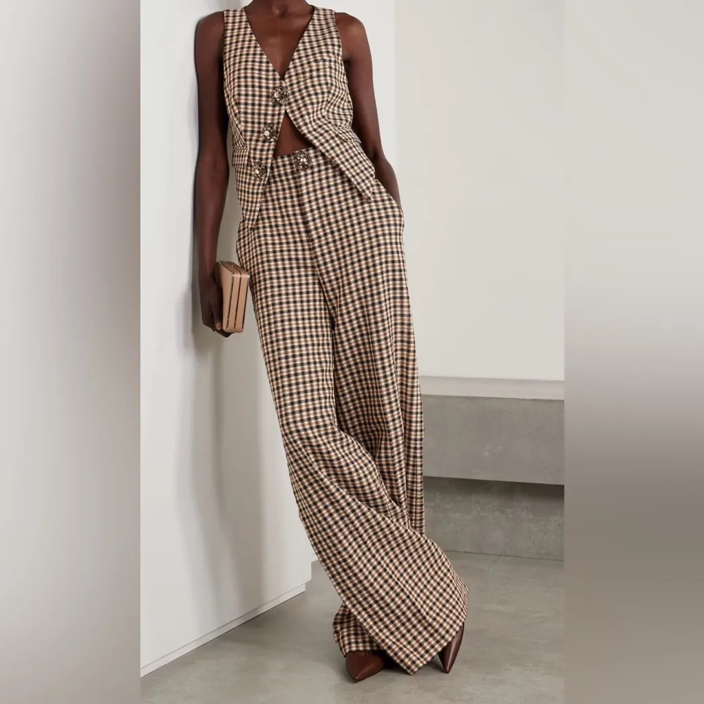 AREA Crystal embellished Checked Wool Cotton - Image 8