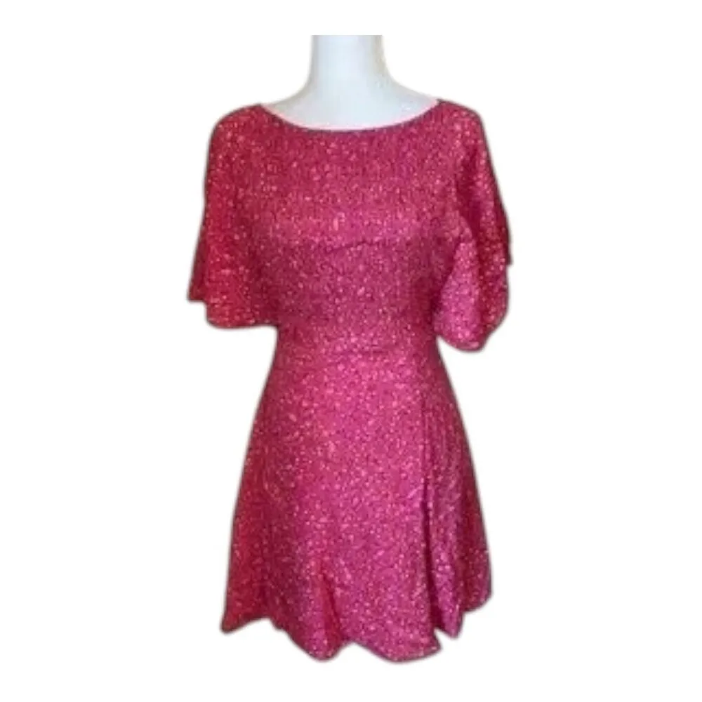 NWT Free People Pink Lace Back Ruffled Sleeve Smock Style Mini Dress Small - Image 12