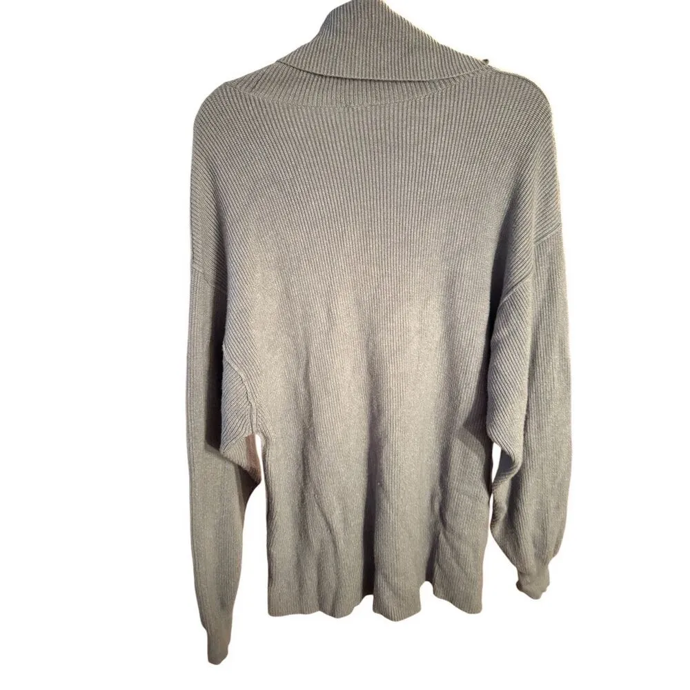 Free People Ottoman Slouchy Tunic Sweater Womens M Funnel Neck Ribbed Knit Slate - Image 2