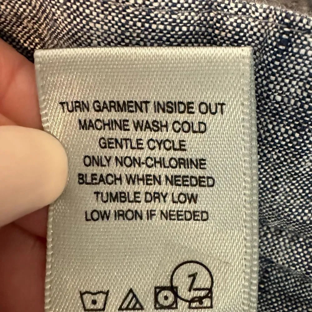 John Mark Chambray Blue 100% Linen Embroidered Chambray Tunic Button Shirt 0X - Image 12