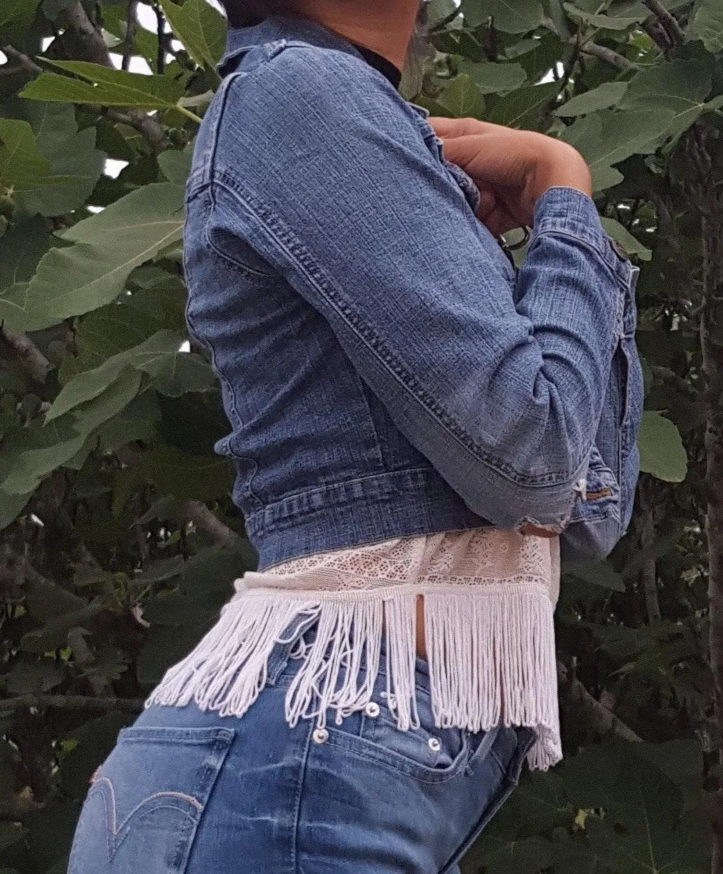 Distressed Cropped denim jacket - Image 3