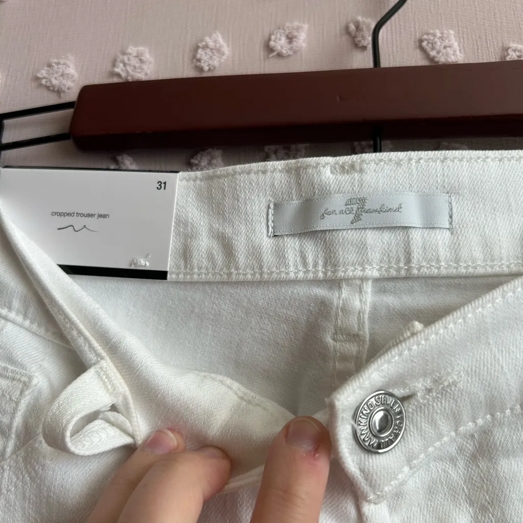 NWT‎ 7 for All Mankind Alexa Cropped Trouser Jean Wide Leg Sz 31 White - Image 4