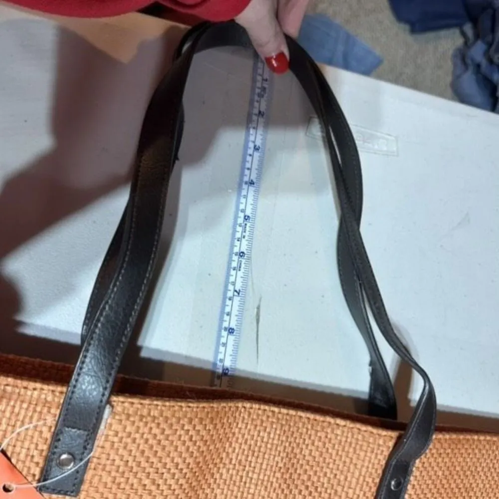 NWT Earth Axxessories Womens Woven Double‎ Handle Tote Shoulder Bag Burnt Orange - Image 14