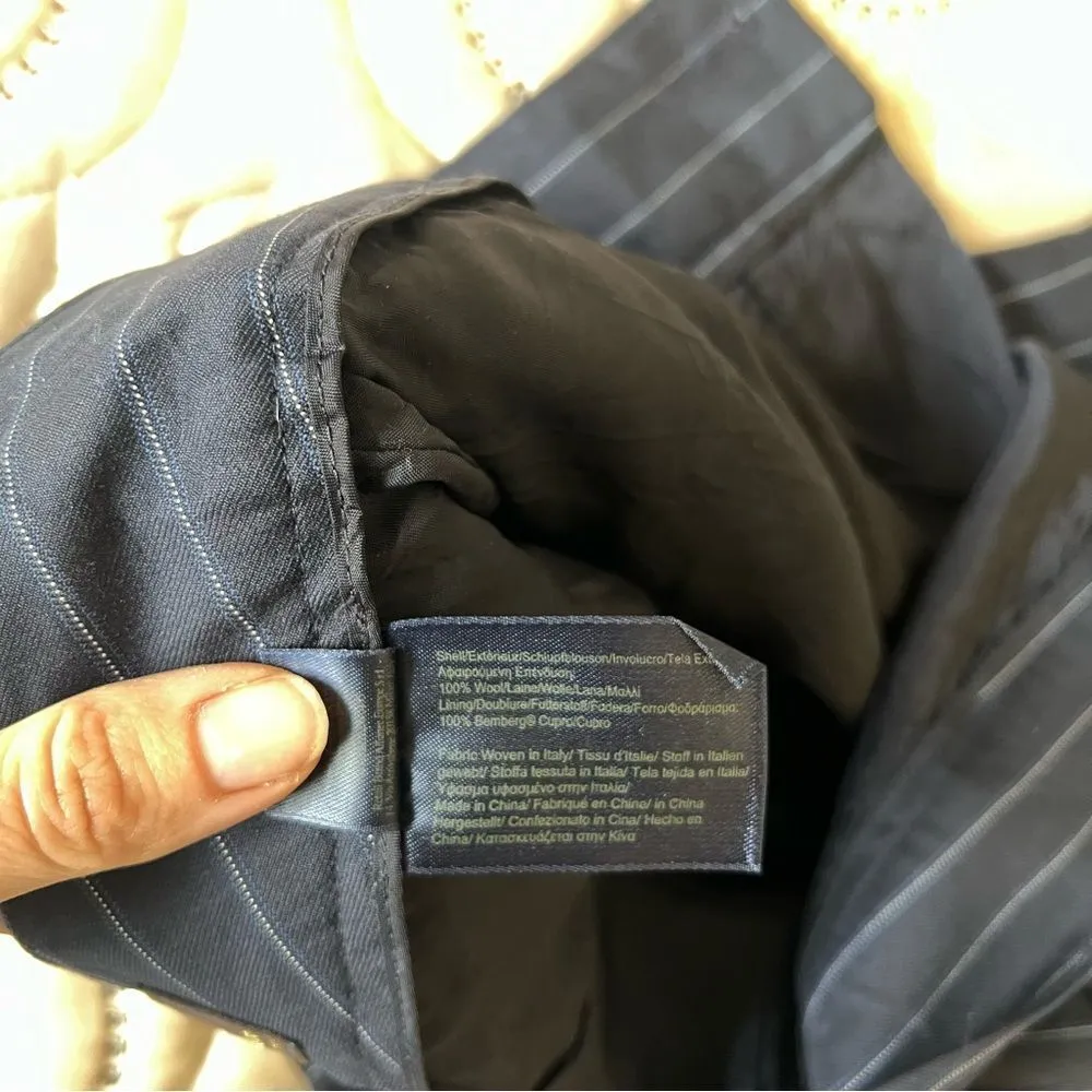 Brooks Brothers Navy Blue Pinstriped Trousers Wool Dress Pants Size 0P - Image 10