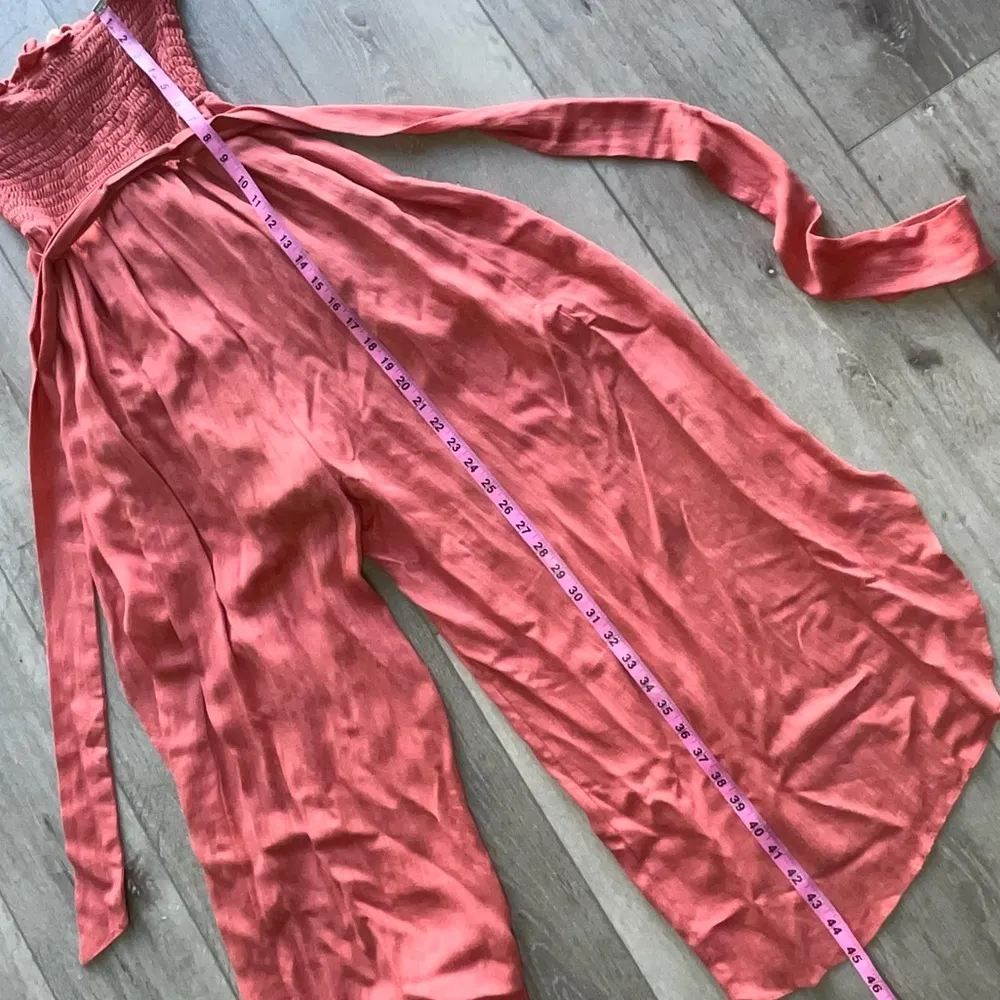 e.ssue Strapless Split Leg Jumpsuit Lace Up Front pink S - Image 9