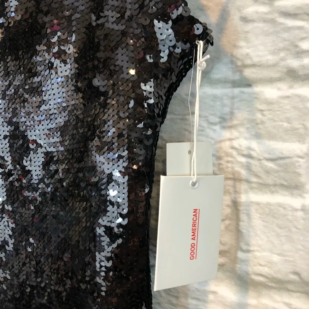 NWT Good American Size 1 (S) Black Sequin Fitted Bodycon Party Dress - Image 6