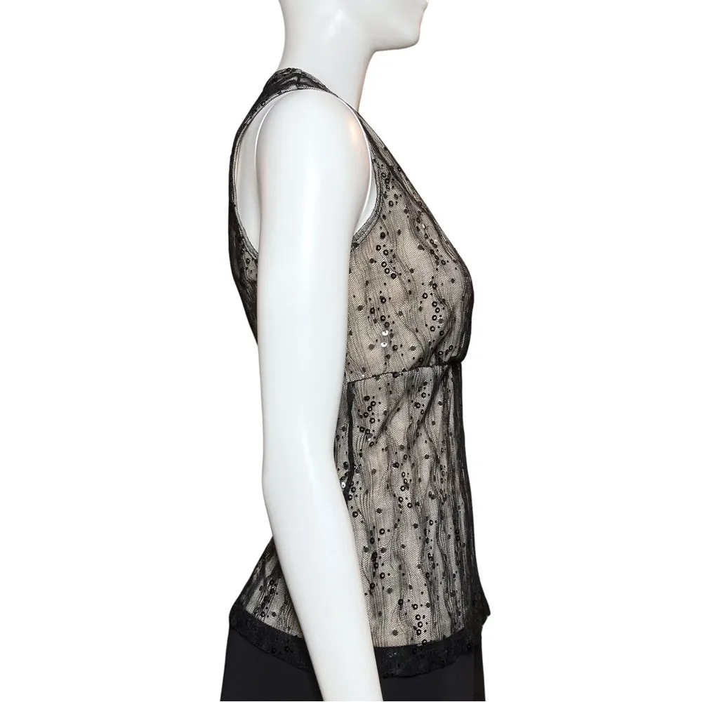 Vintage Y2K Black Cream Sequin Going Out Top. S/M. Whimsigoth, Fairy Grunge Goth - Image 5