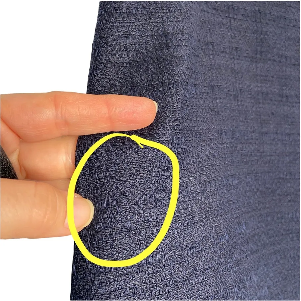 Talbots Navy Blue Tweed Knit Embroidered Sequin Fringe Pencil Skirt - Image 2