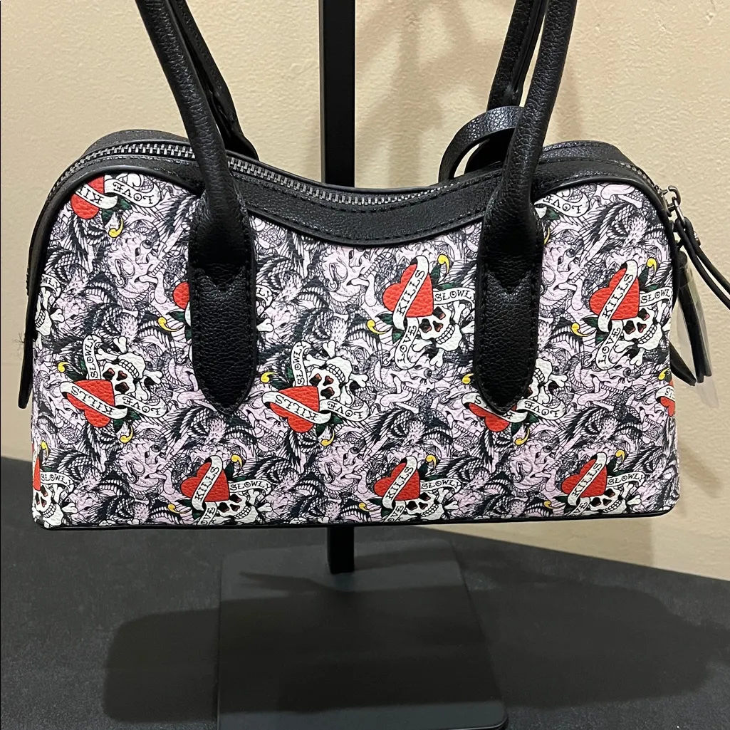 Ed Hardy | Skull & Heart Mini Satchel w/ Bag Charm - Image 4
