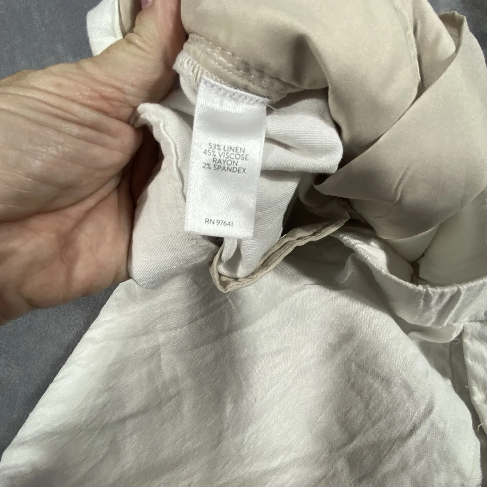 J Jill Pants Linen Stretch XL White Cropped Pull On Slit Beach Resort Vacation - Image 11