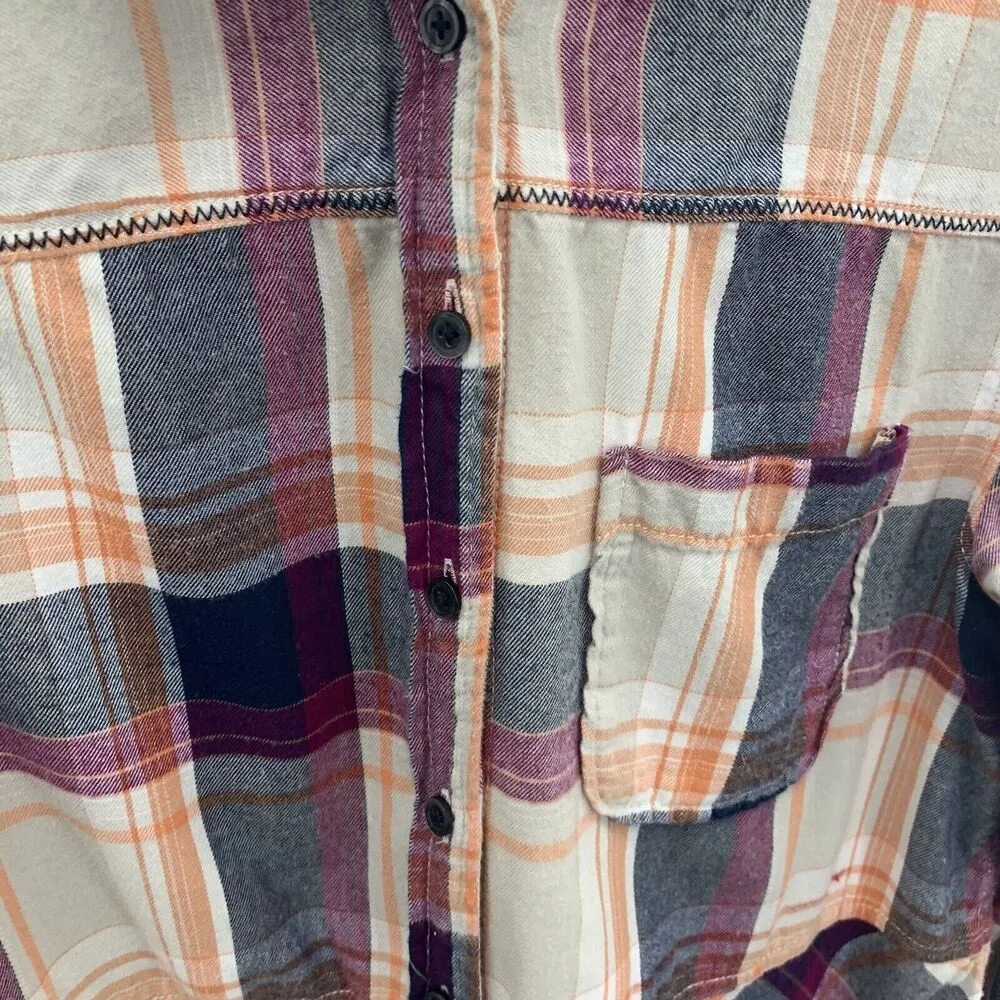 Anthro Holding Horses Sz S Shirt Top Plaid Flannel Button Up Long Sleeve Women’s - Image 5