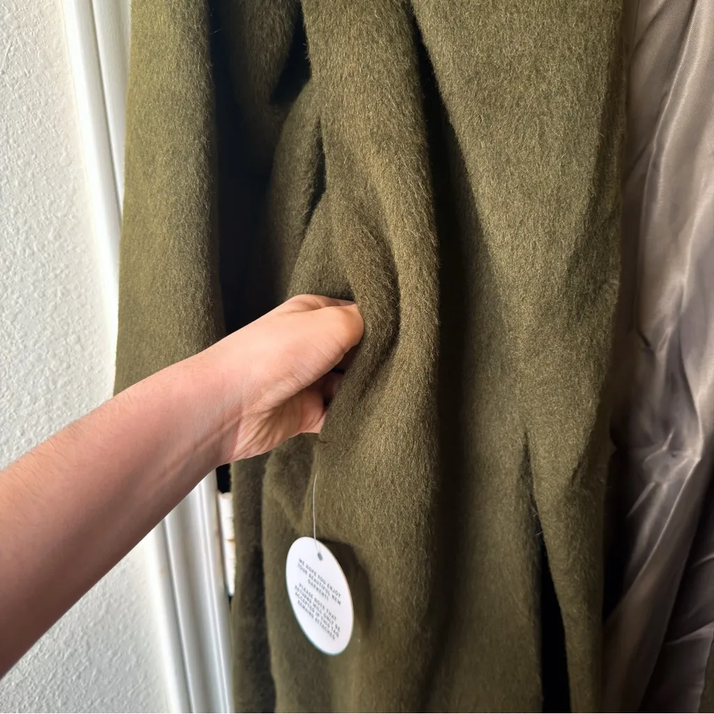 Staud Dakota Wool Alpaca Wrap Coat Shawl Sergeant Green Medium NWT - Image 5