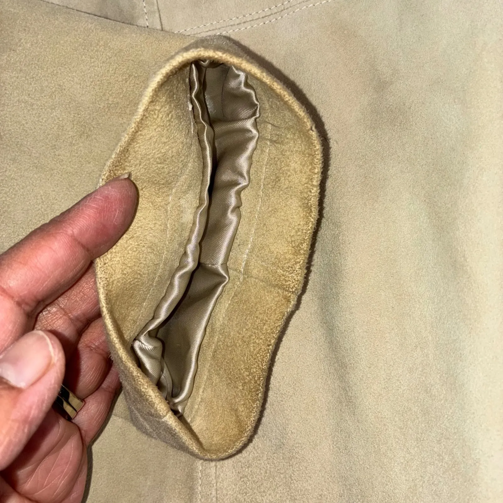 DKNY  Classic Beige Suede Blazer Jacket‎ Womens Size Medium Button Front Pockets - Image 7