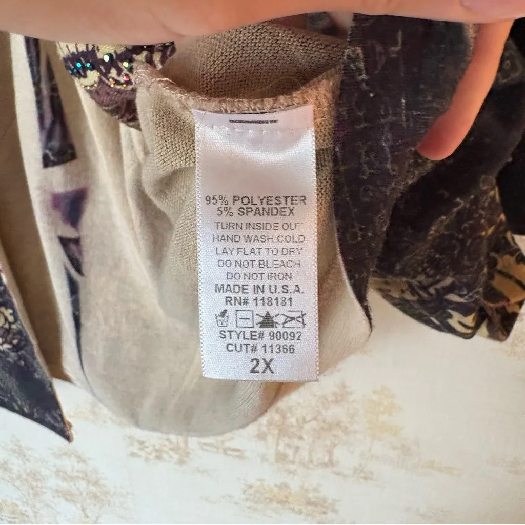 Vintage 90s y2k whimsigoth purple butterfly rhinestone bell sleeve cardigan 2X - Image 9