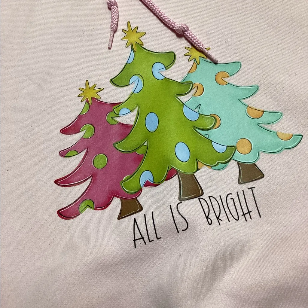 Festive hoodie. Pink with graphics. Size XL - Image 7