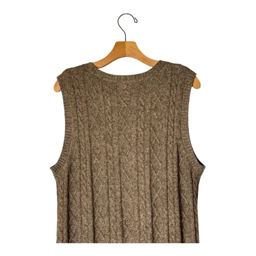 Anthropologie Current Air Dress Women XL Brown Cable Knit‎ Midi Sweater Dress - Image 5