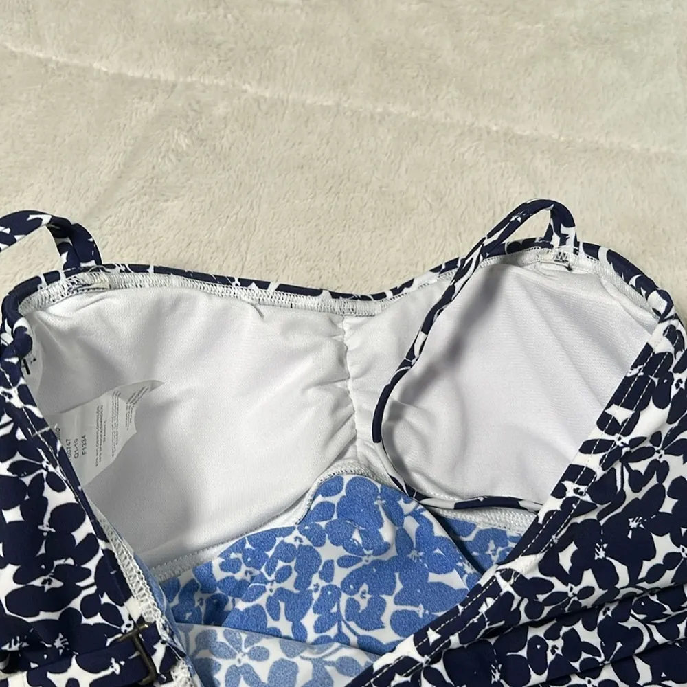 Island Escape Women's Bella Floral Tahiti Navy Tankini Swimsuit Swim Top 8 NEW Blue - Image 6