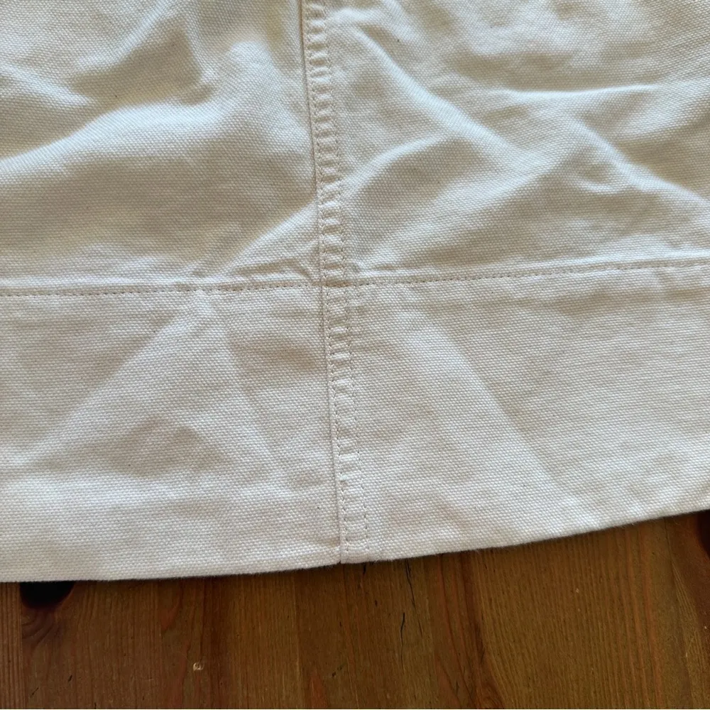 The Canvas Stamp Mini Skirt Cream Cotton Straight Zip Fly - Image 12