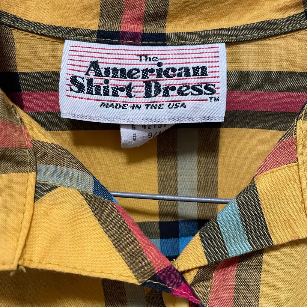 Retro Yellow Plaid Dress Women’s Medium Belted Collared Button Front Vintage Size undefined - Image 6