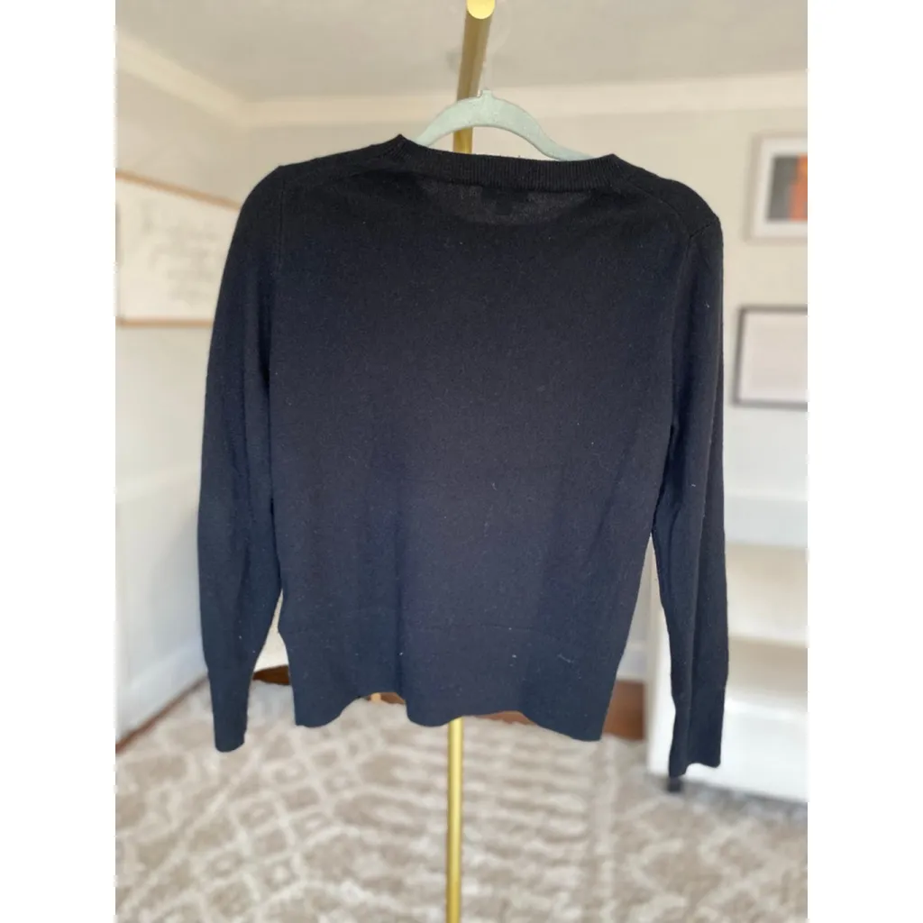 J.Crew 100% Cashmere Crewneck Sweater Black Classic XS Preppy Academia Parisian - Image 3