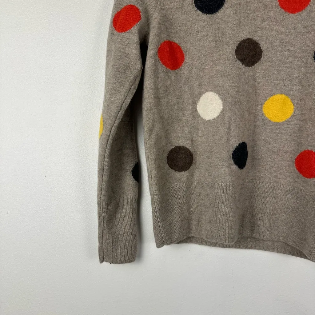Cynthia Rowley 2 Ply Cashmere Taupe Polka Dot Sweater Soft Woman's Sz XS - Image 3