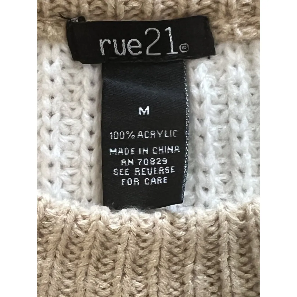 Rue 21 Long Sleeve Sweater  ~ Size Medium ~ Cream\Black\Brown - Image 6
