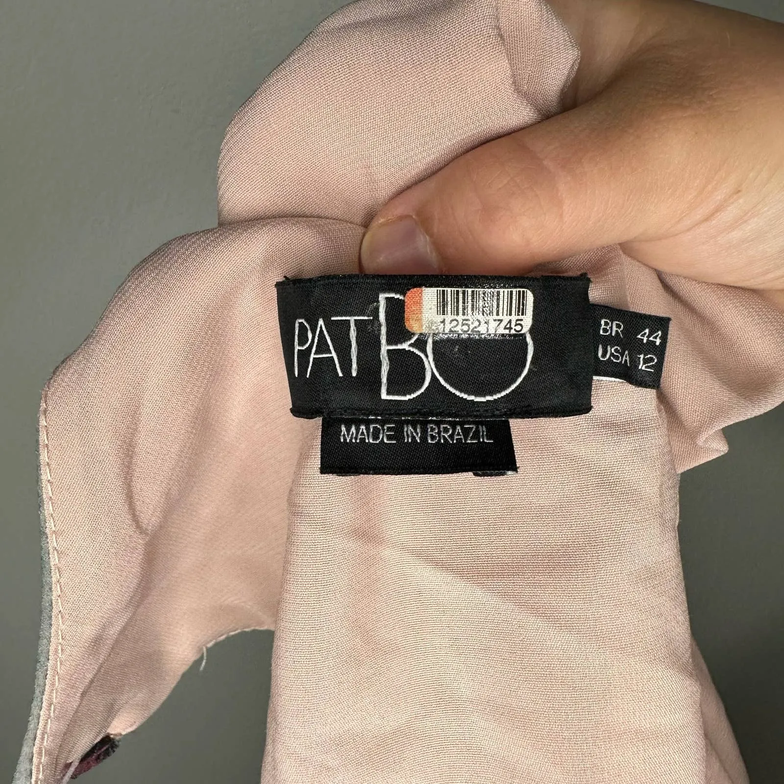 PatBo Peony Print Cutout Midi Crepe Long Sleeve Blue Pink Dress US Size 12 - Image 15