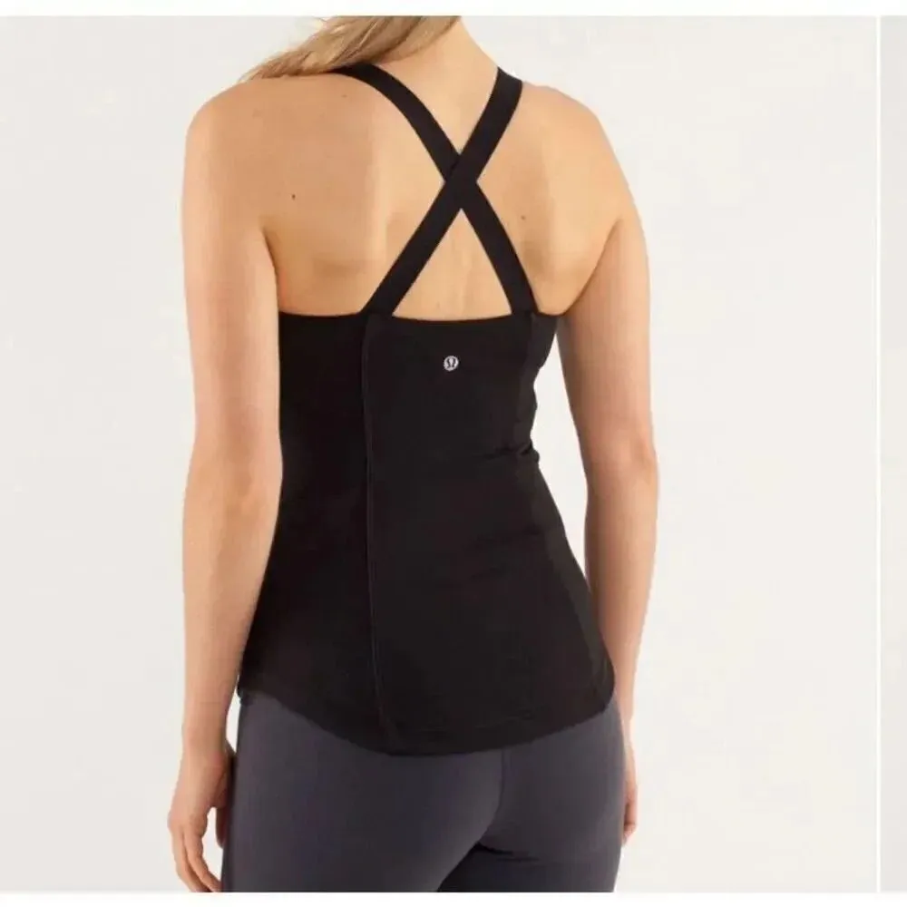 LULULEMON | Work It Out Tank Solid Black Built-in Bra | Size 4 - Image 2