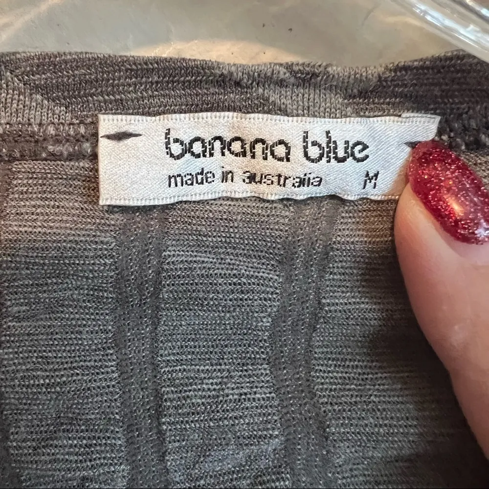 Blue Banana Gray Asymmetrical Australian‎ Lagenlook Wool Long Sleeve Top Size M - Image 6