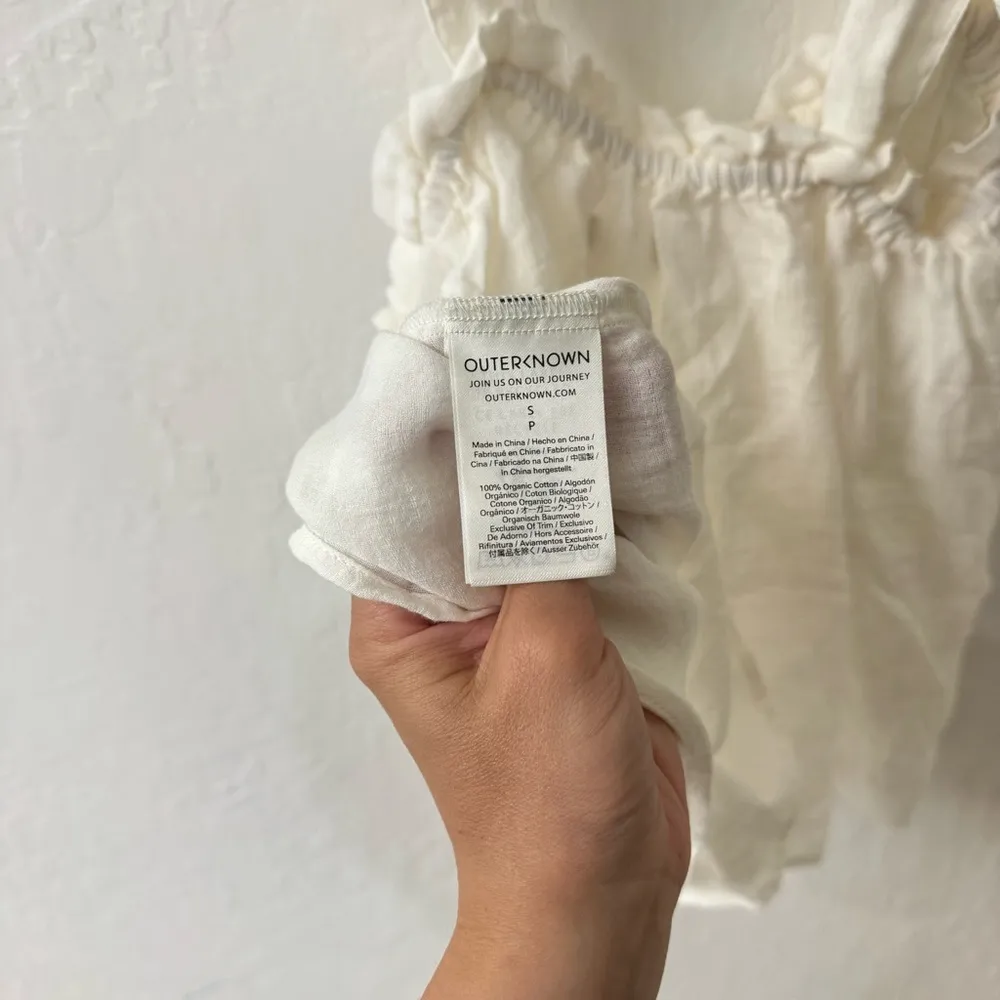 Outerknown Cream White Smocked Tie Strap Flowy Oasis Top S - Image 2