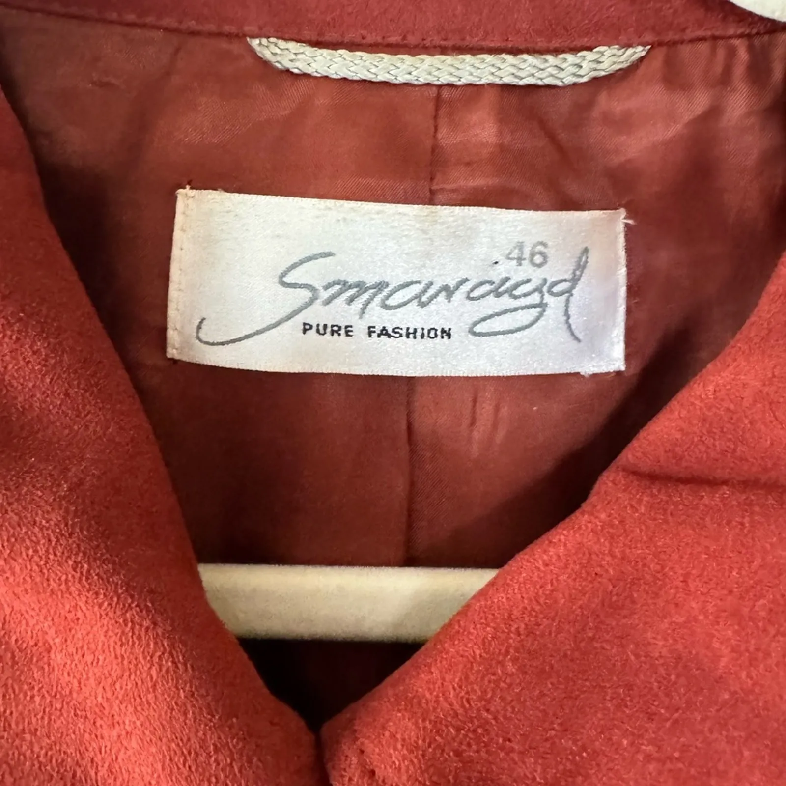 Vintage Red Orange Vegan Suede Jacket - Image 2